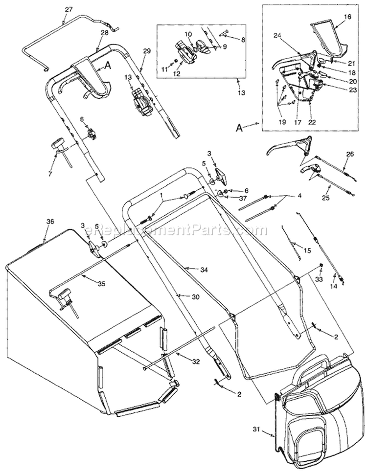 Page C Diagram and Parts List for 12A-959C401 1998 Yard Man Lawn Mower